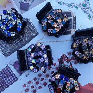 Fashion Pink Crystals Claw Long Hair Tie Girl Women Casual Formal Accessory Gift